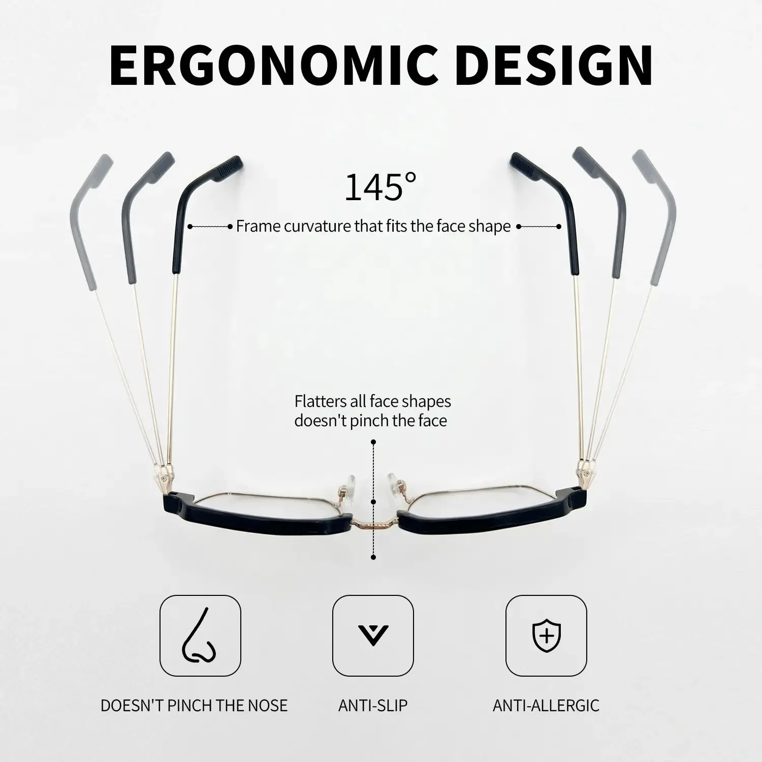 Lightweight ergonomic glasses